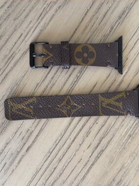 Louis Vuitton Monogram Leather Watch Strap in Brown and Gold